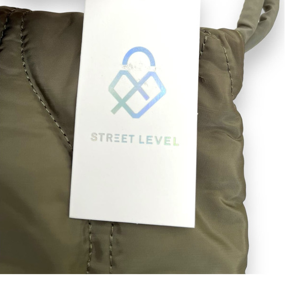 STREET LEVEL Hourglass Quilted Puffy Tote Shoulder Bag | Army Green NWT - Picture 9 of 9